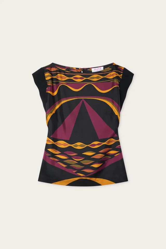 Emilio Pucci Dune Top en soie bordeaux or 38