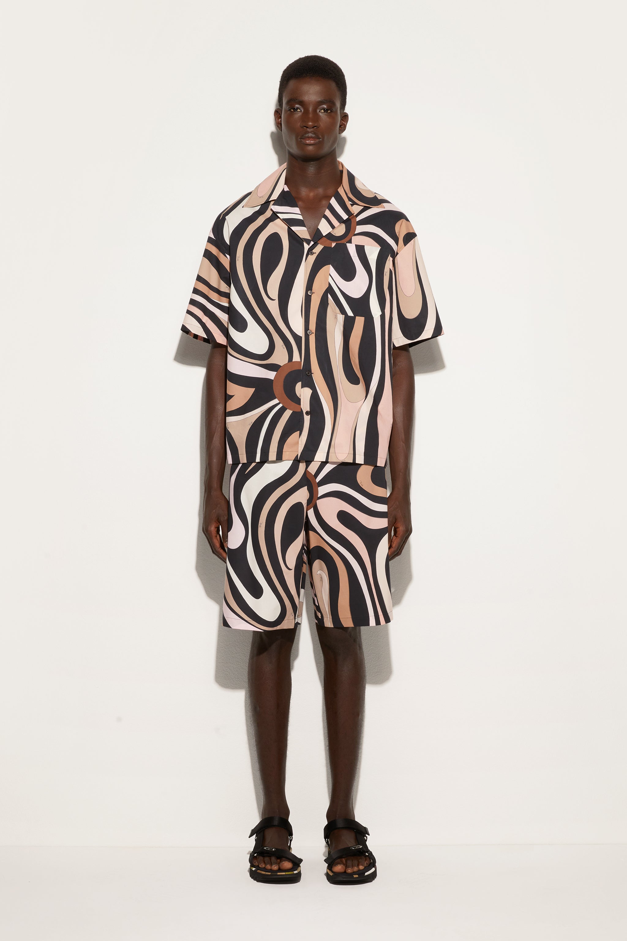 Emilio Pucci chemise bowling coton noir nude S Marmo