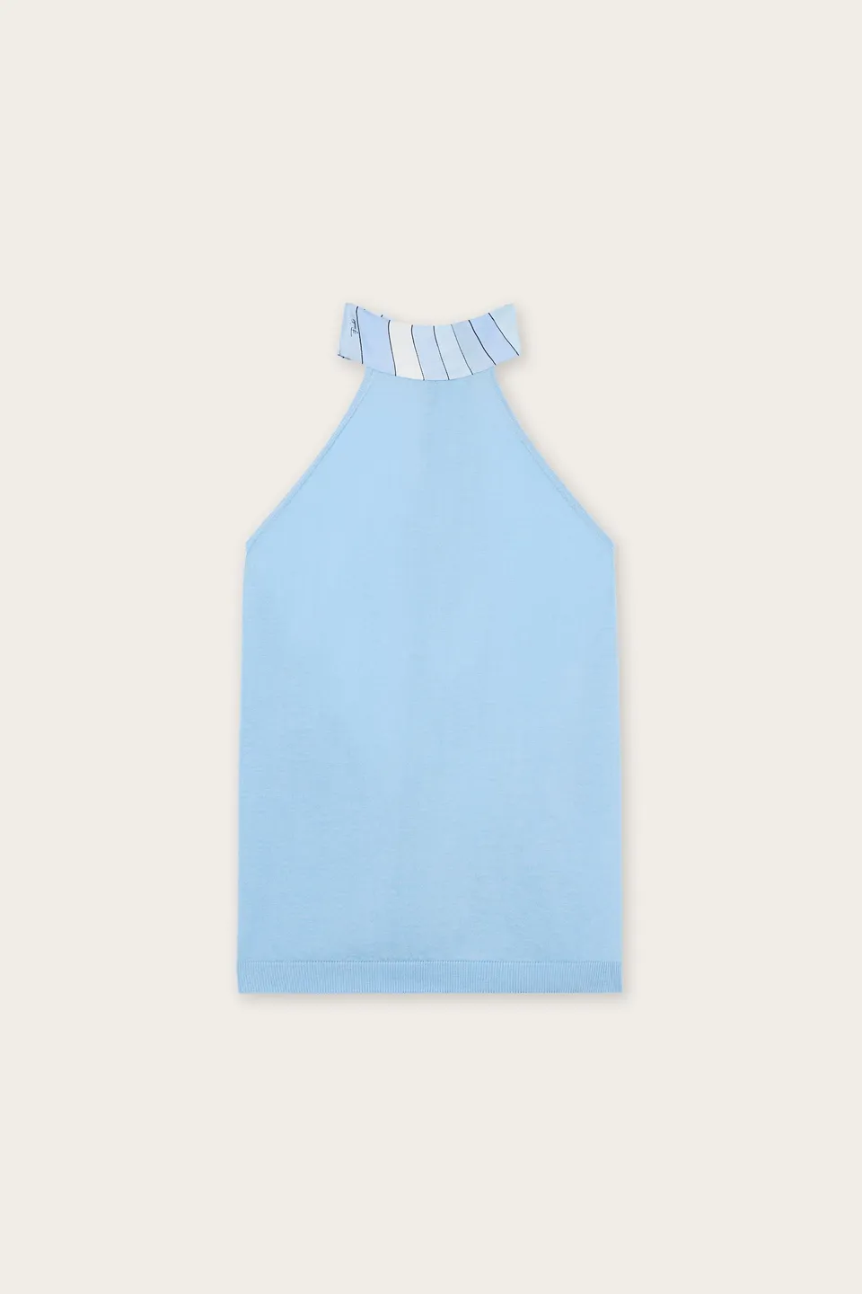 Emilio Pucci Top Foulard haut coton bleu clair twist dos