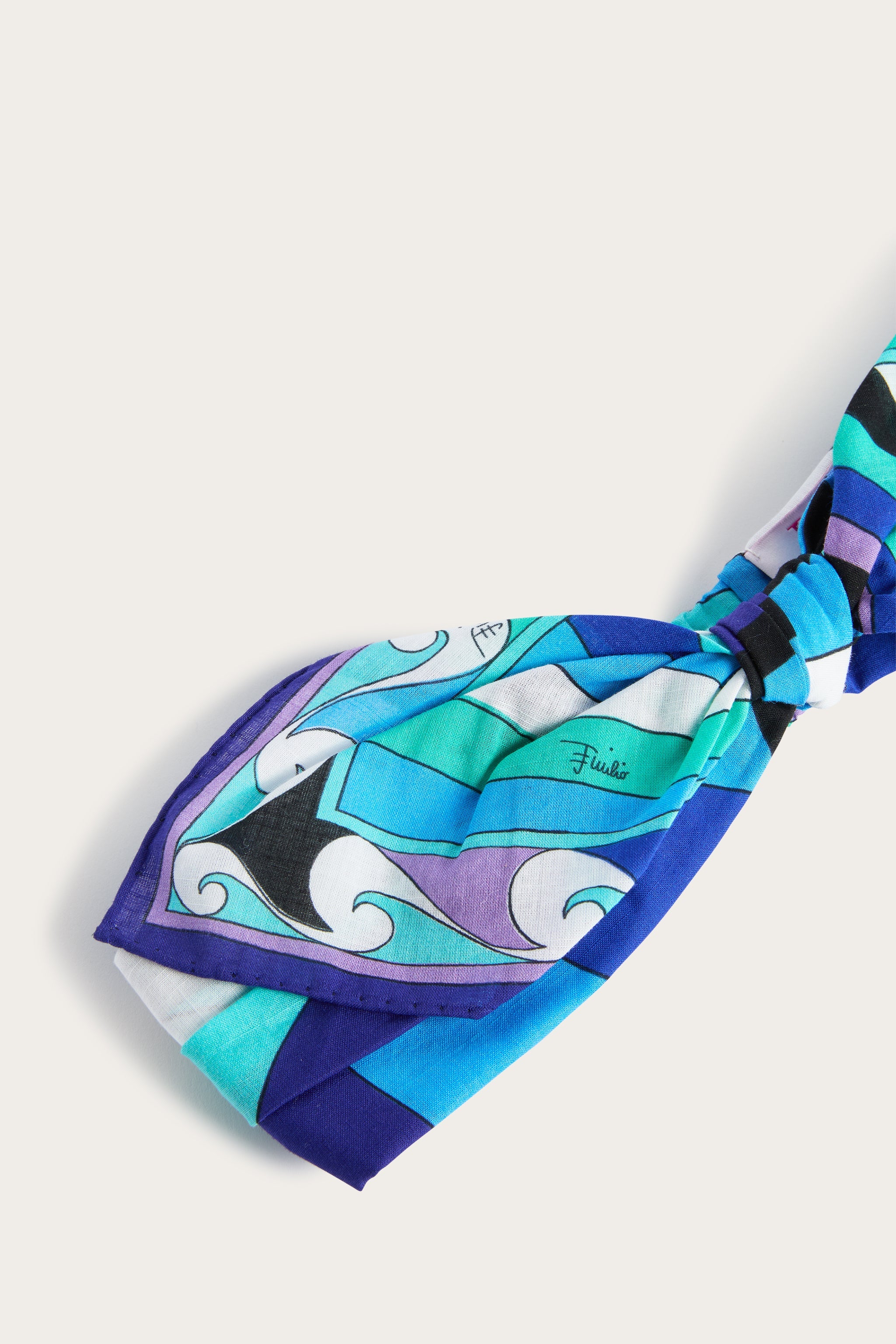 Emilio Pucci Iride bandeau cheveux turquoise bleu coton