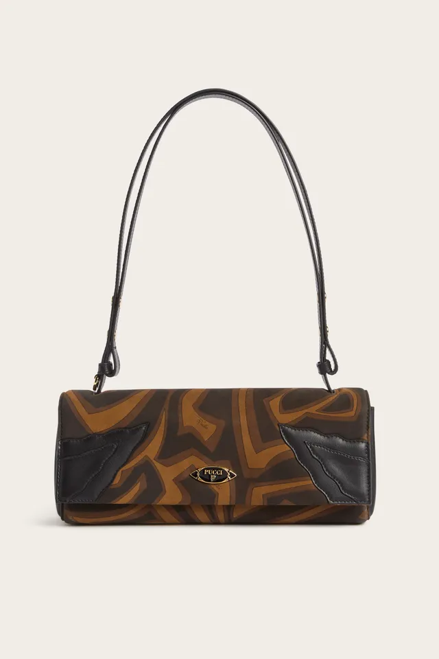Emilio Pucci Palio sac baguette daim noir or Labirinto