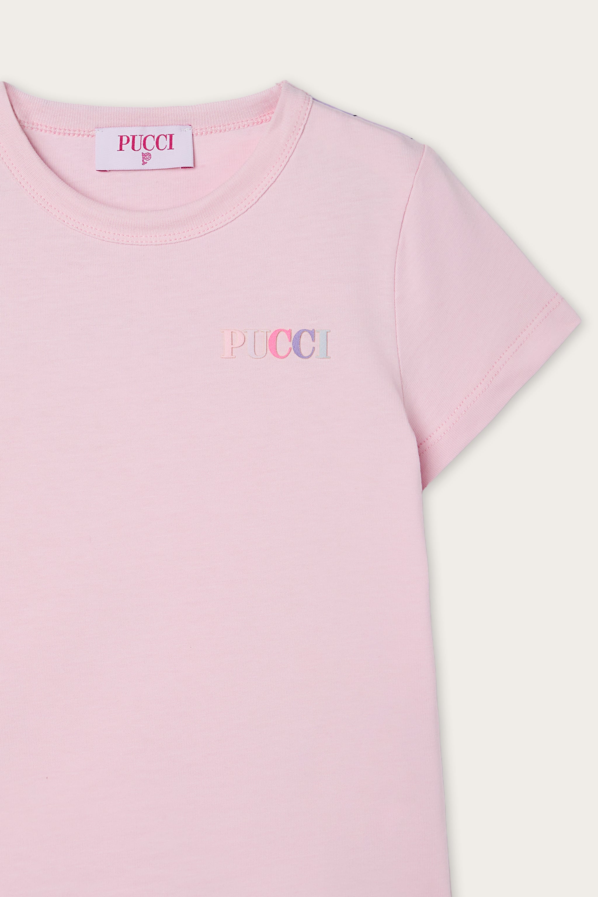 Emilio Pucci t-shirt enfant rose coton bio logo brodé volant