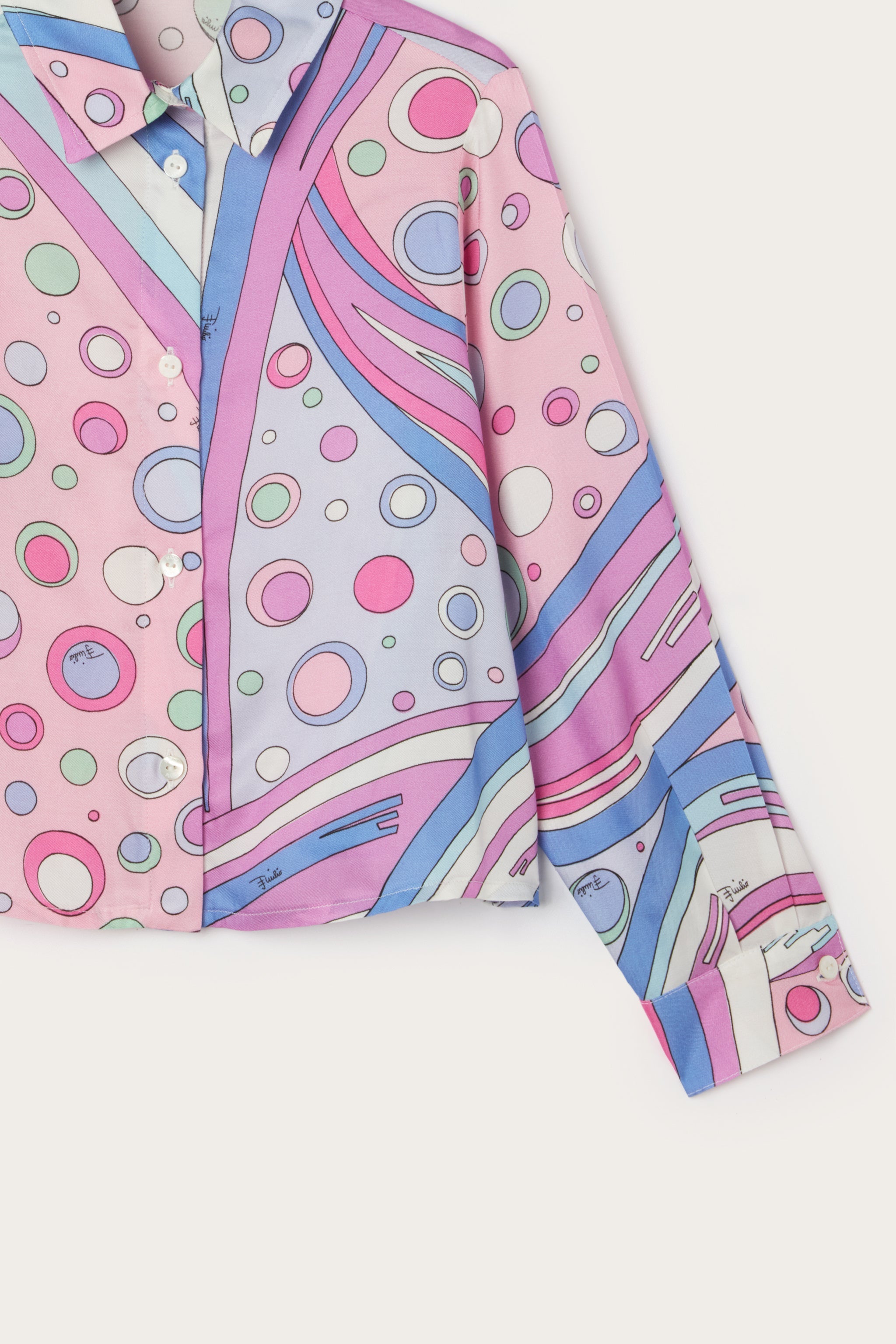 Emilio Pucci Chemise Fontane Fille Rose Bleu 4-14 Ans