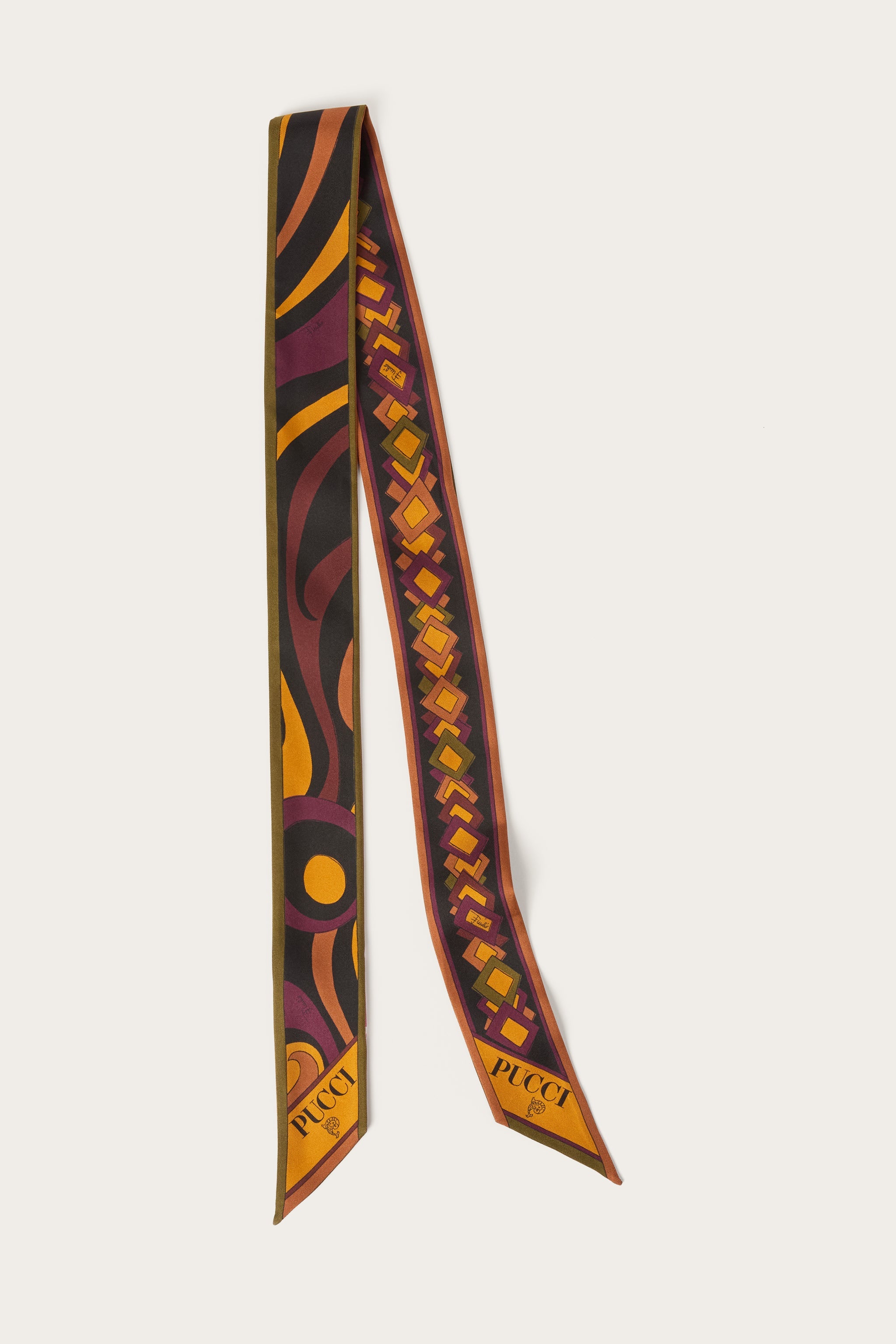 Emilio Pucci Bandeau foulard soie bordeaux/or