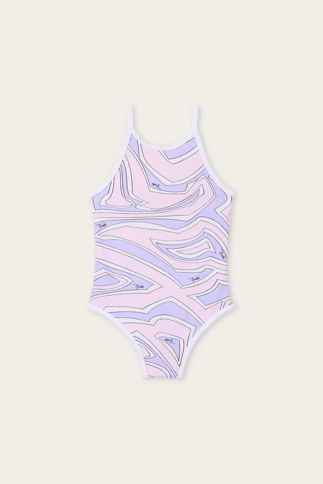 Emilio Pucci Labirinto maillot une pièce rose lilas bébé