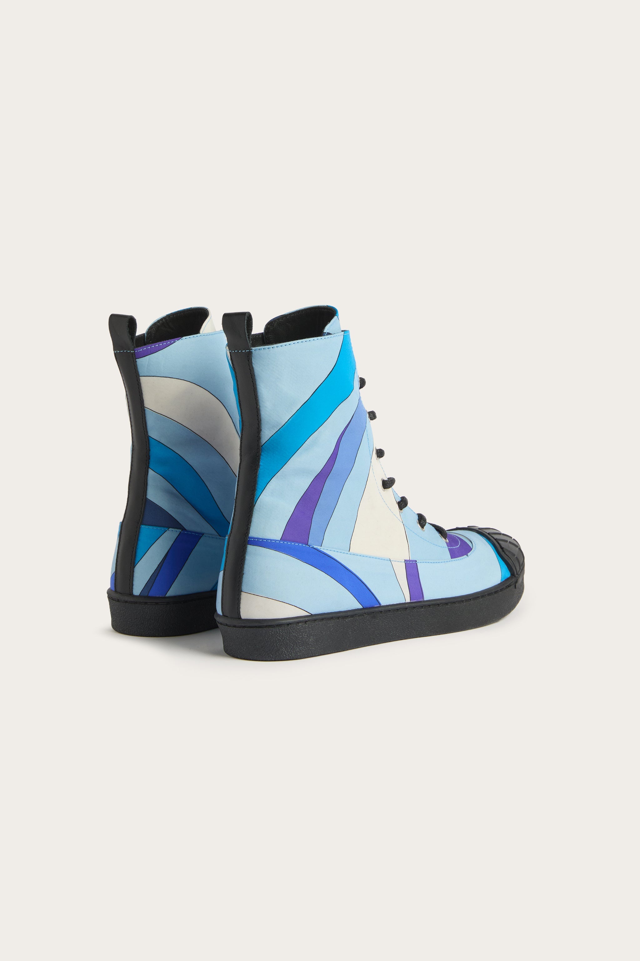 Emilio Pucci Shoes Marmo bottines enfant ivoire bleu lacets