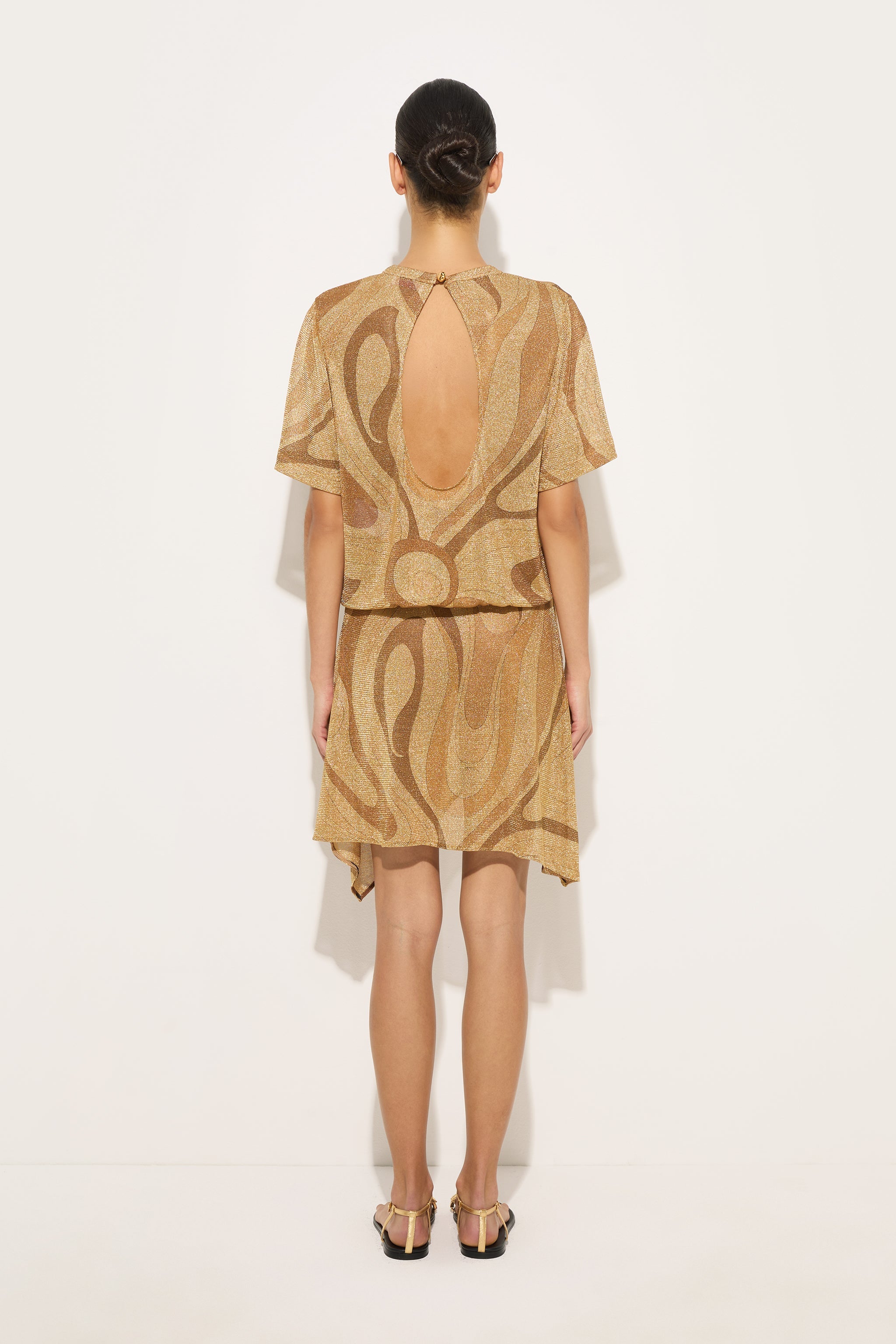 Emilio Pucci Marmo Jupe Dorée Lurex Femme Foulard