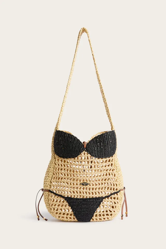Emilio Pucci Puccinella sac bandoulière raphia noir